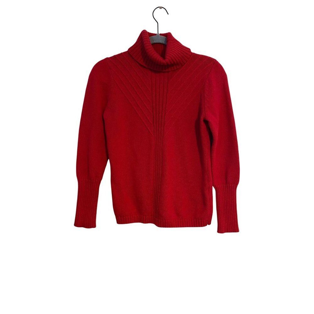 Jillian Nicole Sweater Women’s PS Red Turtleneck Pullover Ribbed Cuffs Cozy Y2K